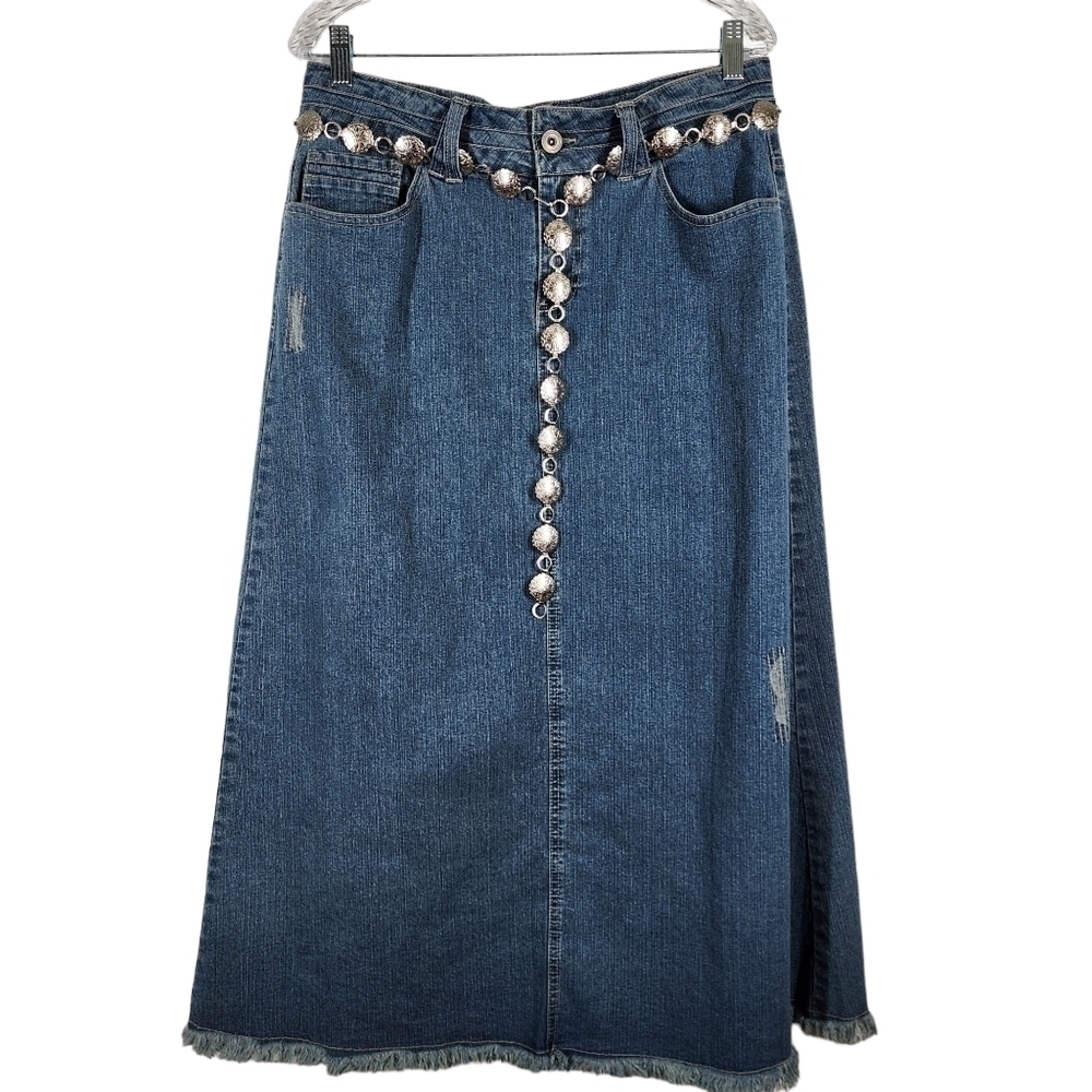 CATO DENIM SKIRT WITH 2 BELTS